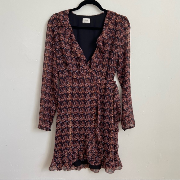Wilfred Chiffon Long Sleeve Wrap Dress size Medium